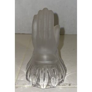 Emson Praying Hands Glass Bell Frosted Clear Religious Decor 4 Inch